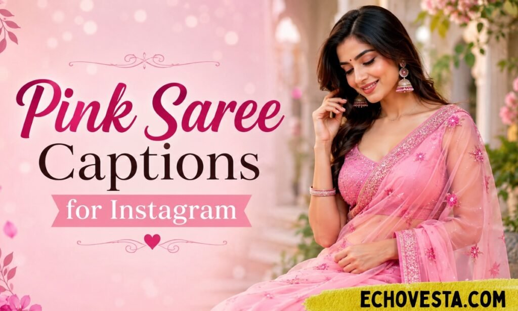 Pink Saree Captions